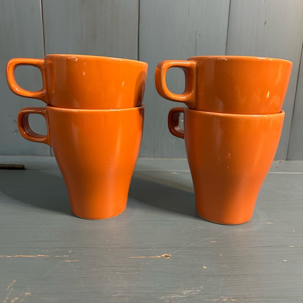 IKEA Burnt Orange Mug Stackable Set of 4 | Fargrik Pattern